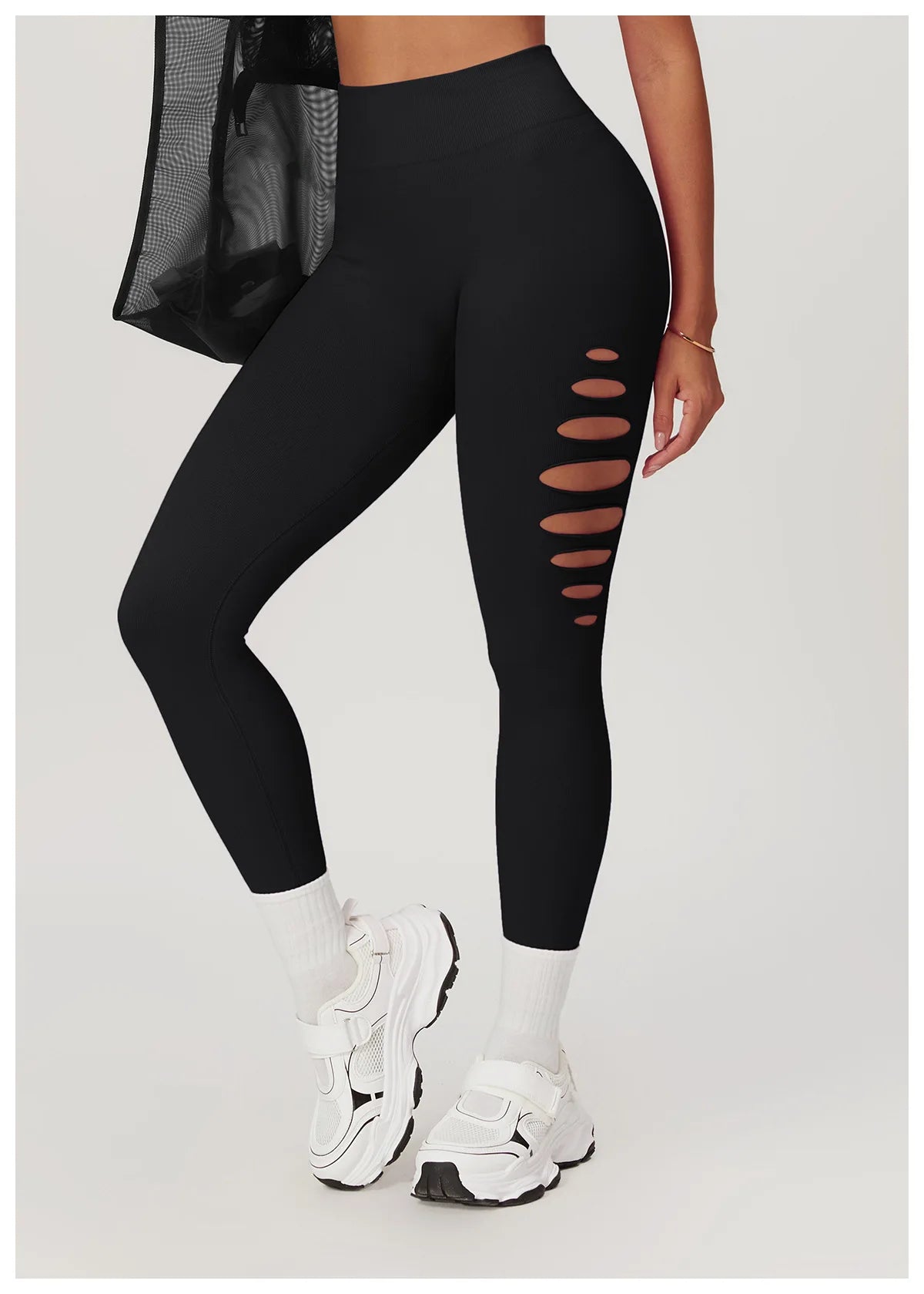 Seamless High-Waist Yoga Leggings – Hollow-Out Push-Up Workout Tights for Women - The Clothing Company Sydney