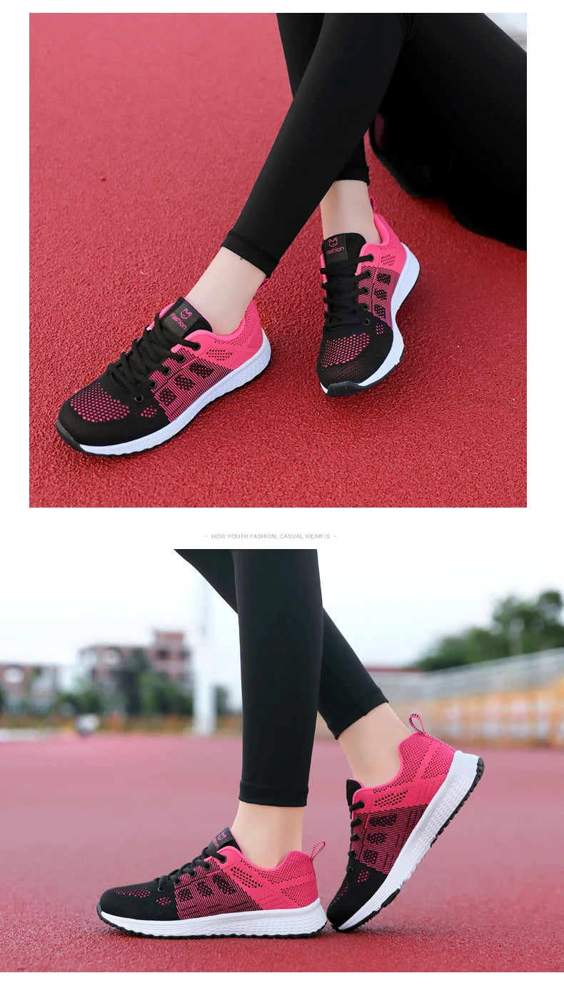 Women's Vulcanized Shoes Platform Casual Sneakers Shoes Flats Mesh Breathable Running Summer Sports Tennis Shoes - The Clothing Company Sydney