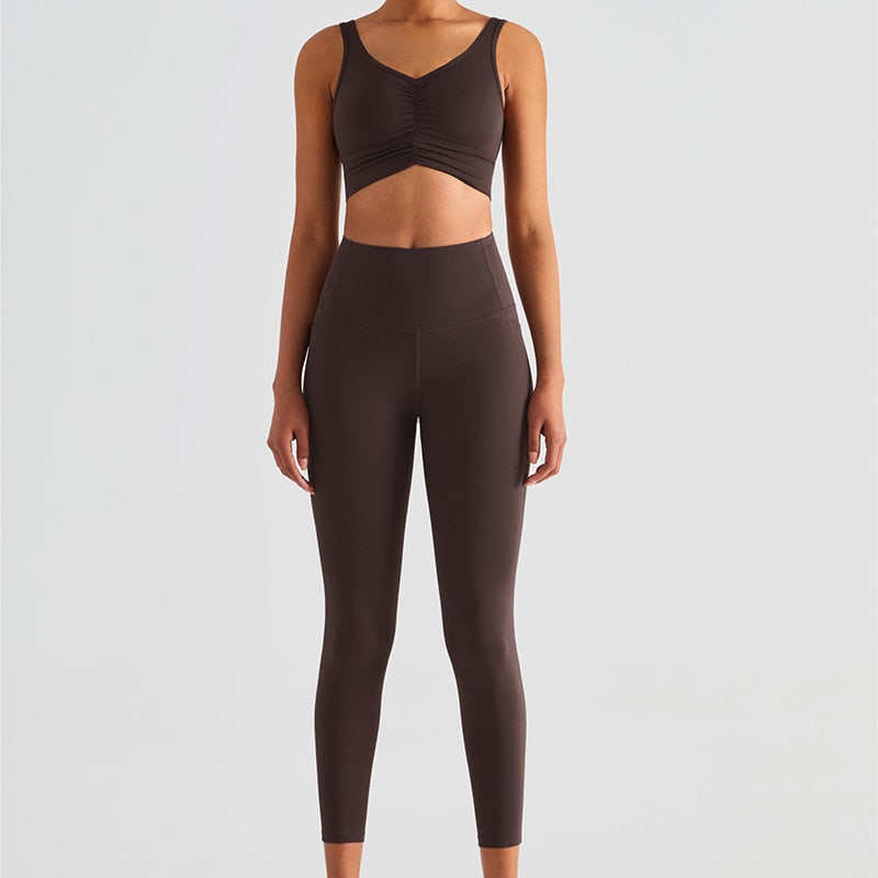 Workout Clothes Yoga Set Two Piece Gym Sport Bra With High Waist Leggings Crop Top Sport Set Women's Outfits The Clothing Company Sydney