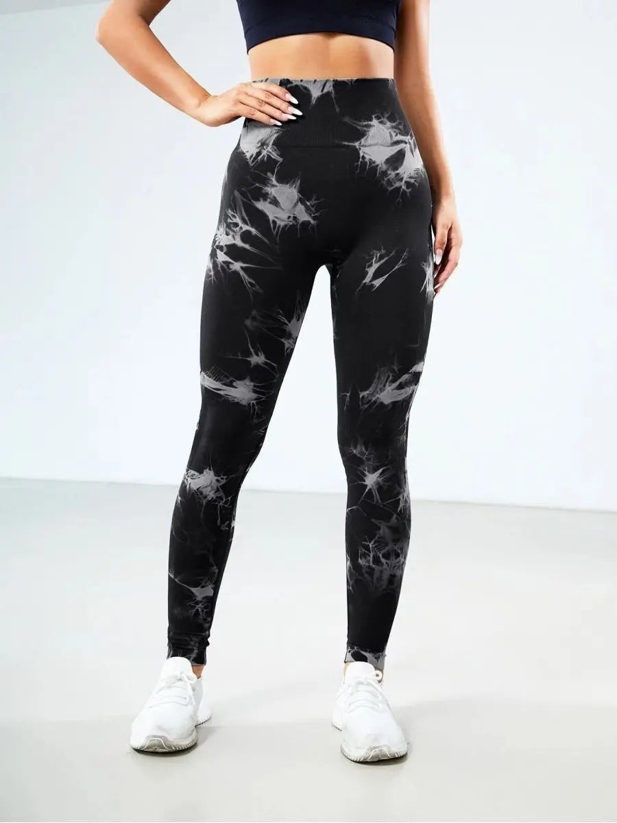 Seamless Tie Dye Bleach Sport Leggings Women Push Up Elastic Yoga Pants Fitness Gym Workout Tights Running Leggings The Clothing Company Sydney