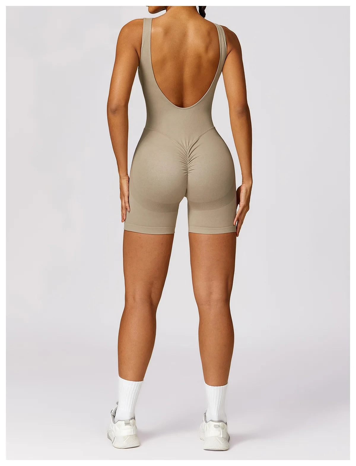 Women's Romper Yoga Hollow Backless Scrunch Seamless One Piece Outfit Fitness Overalls Playsuit Gym Sport Short Jumpsuit - The Clothing Company Sydney