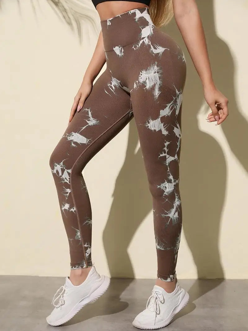 Hip Lifting Seamless Fitness Gym Leggings Tie-Dye Yoga Pants Women's Exercise Tights High Waist Workout Pants The Clothing Company Sydney