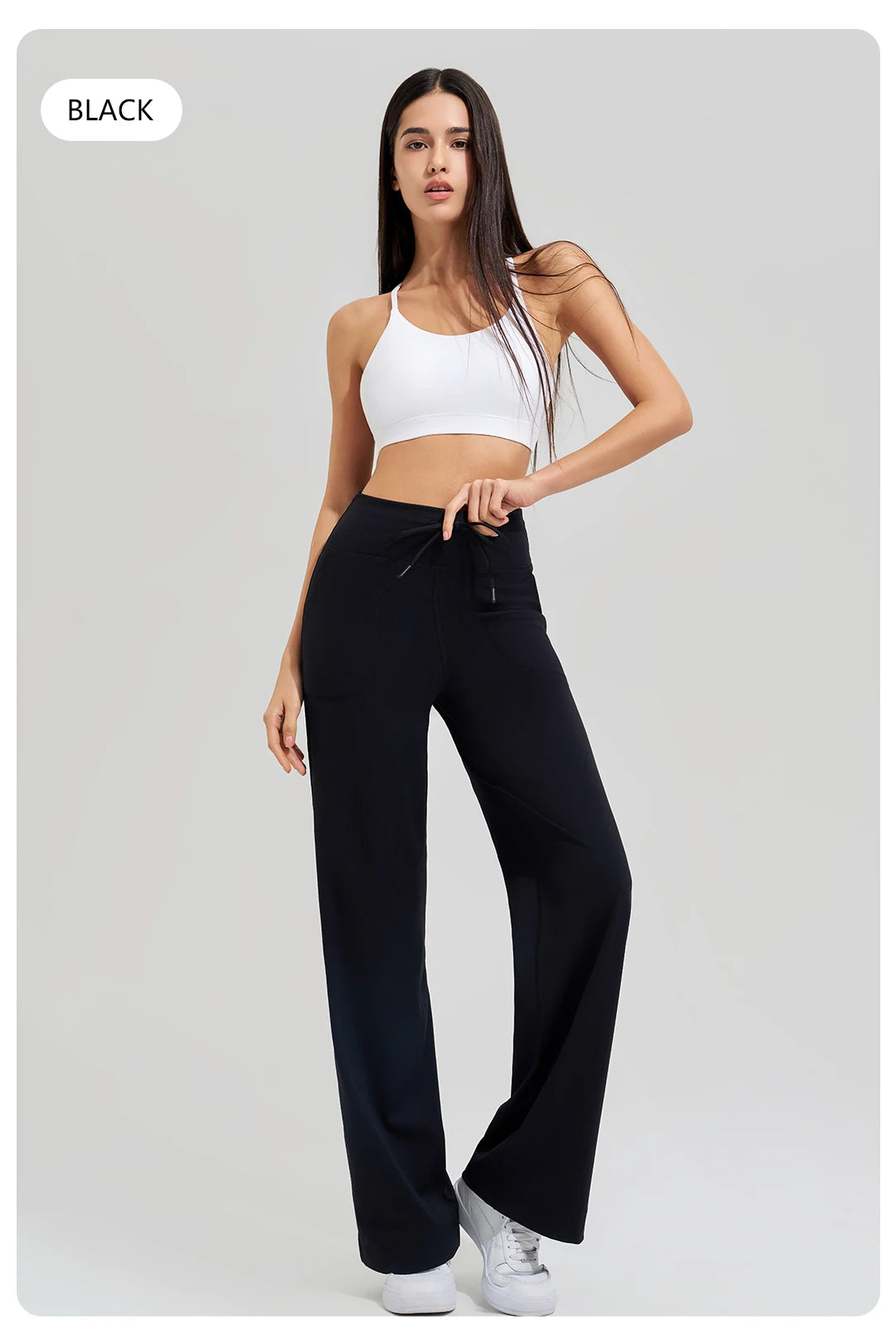 Women's High Waist Yoga Pants Gym Loose Running Yoga Pants Double Side Brushed with Pockets Pants Ties The Clothing Company Sydney
