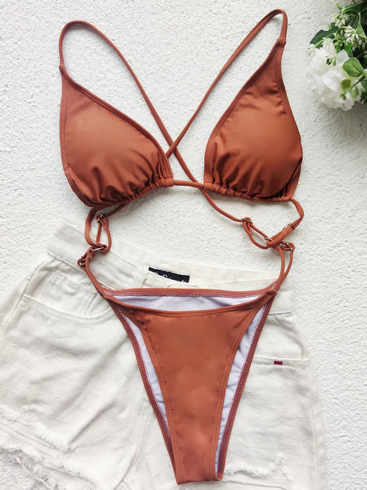 Extreme Mini Micro String Women Swimwear One Piece Swimsuit Female Cross Backless Monokini High Cut Bathing Suit The Clothing Company Sydney