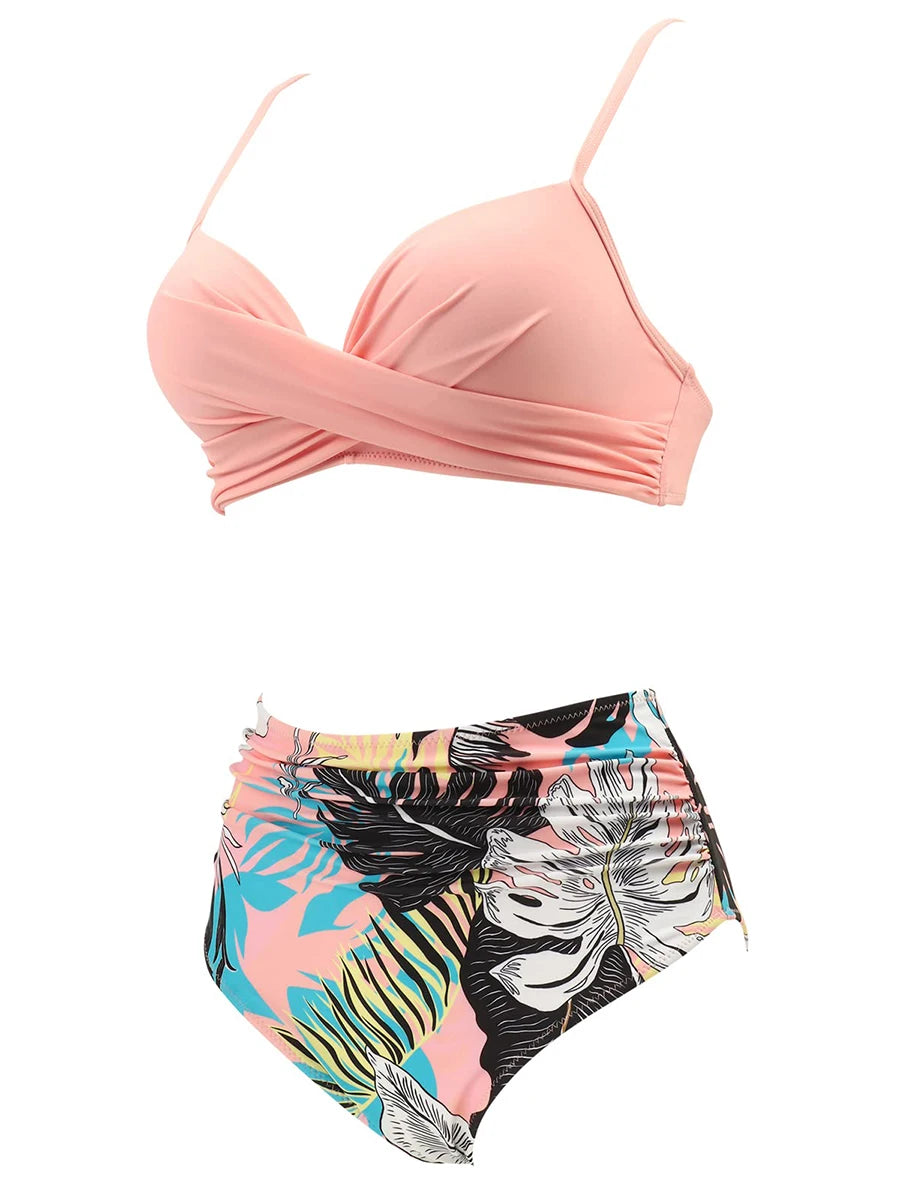 Cross Frill Bikinis Women Swimwear Print High Waist Swimsuit Beachwear Bathers Bathing Swimming Swim Suit The Clothing Company Sydney