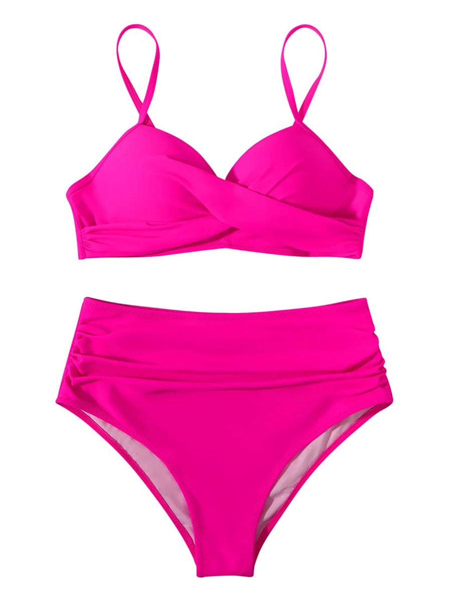 Cross Frill Bikinis Women Swimwear Print High Waist Swimsuit Beachwear Bathers Bathing Swimming Swim Suit The Clothing Company Sydney