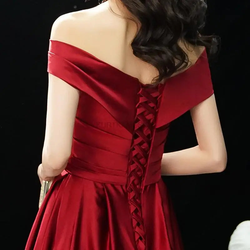 Elegant Formal Boat Neck Satin Wedding Bridesmaid Maxi Long Prom Evening Cocktail Party Summer Dresses - The Clothing Company Sydney