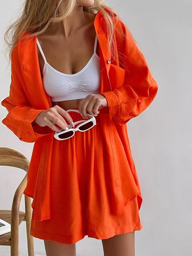 Summer Women's Suit Cotton Casual Shorts and Shirts 2 Piece Matching Outfit Set Linen Fashion Blouse Women's Suit - The Clothing Company Sydney