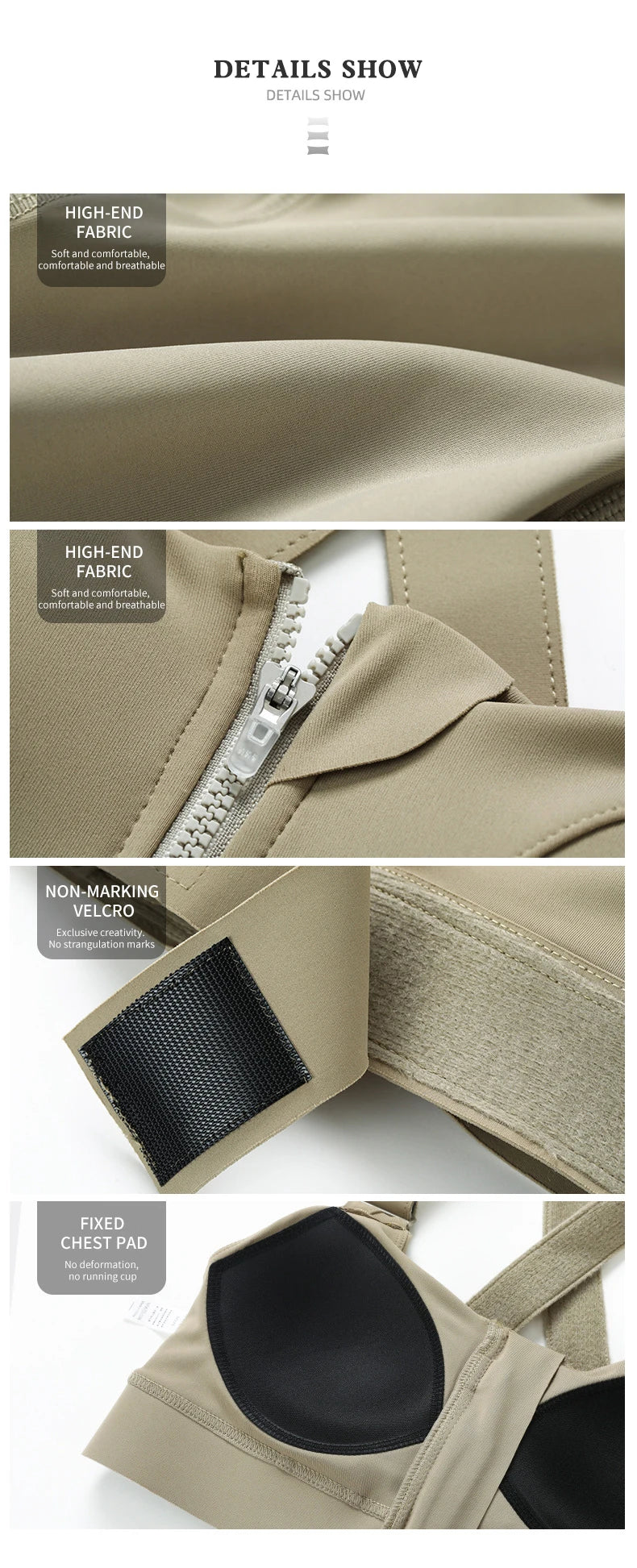 Large Size High-strength Sports Bra Women's Shockproof Running Big Chest Small Front Zipper Fitness Yoga Clothing Vest Underwear - The Clothing Company Sydney