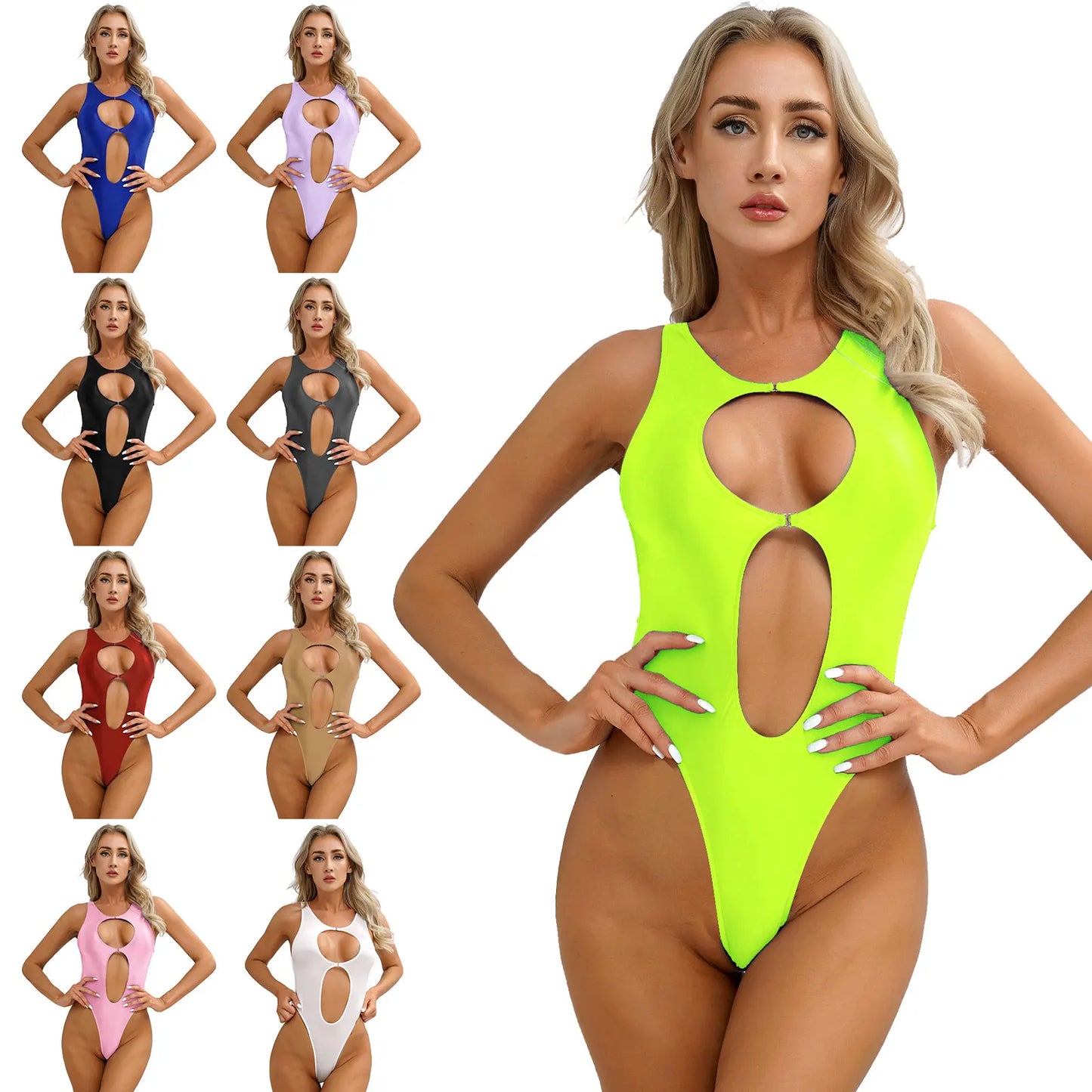 One Piece Womens Bodysuit High Cut Tight Monokini Summer Swimsuit Party Romper Swimwear - The Clothing Company Sydney