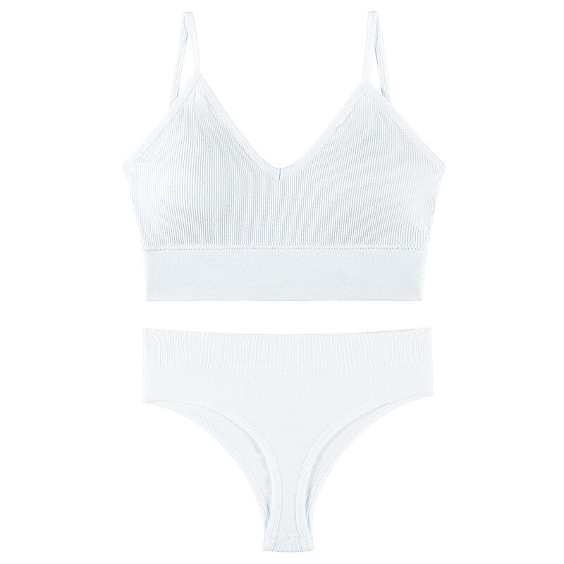 2 Piece French Soft Padded Top Ladies Set Seamless Bra Thong Low Waist Panties Wireless Backless Bralette Underwear The Clothing Company Sydney
