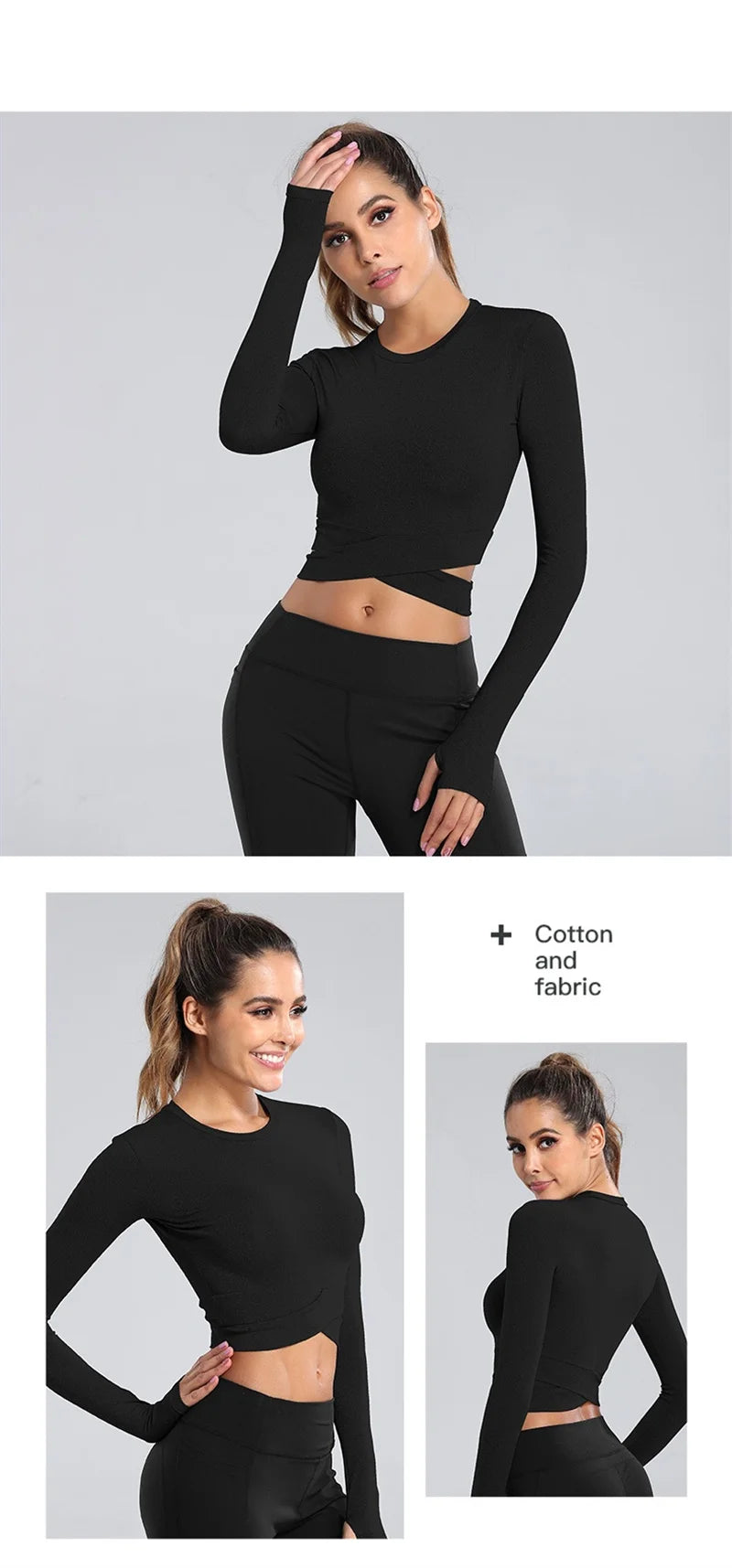 Long Sleeve Midriff Yoga Tops Sports Fitness Crop Top Gym Shirts Slim Fit Running Tank Tops Criss Cross Top The Clothing Company Sydney