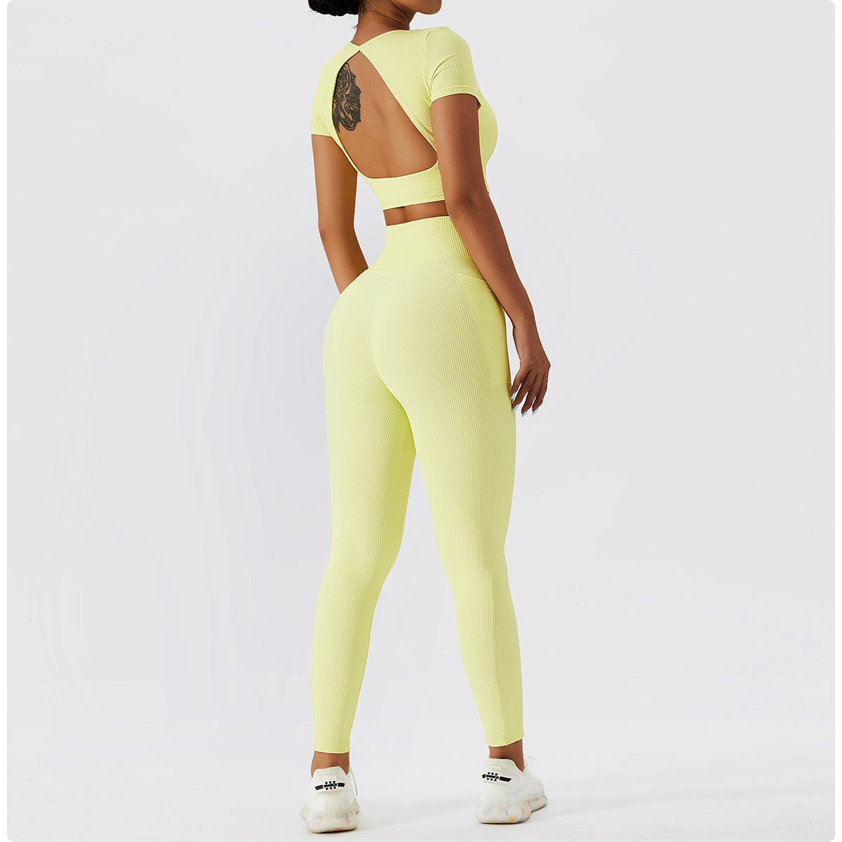 2 Piece Ribbed Yoga Set Women Suit For Fitness Sportswear Seamless Sports Suit Workout Clothes Tracksuit Sports Outfit Gym Clothing Wear The Clothing Company Sydney