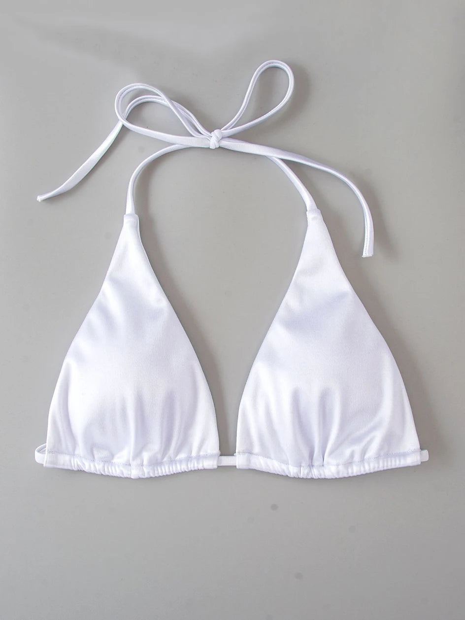 Metallic Halter Triangle Swimsuit Women Swimwear Bathing Suits Brazilian Thong Micro Bikinis Set Beach Wear - The Clothing Company Sydney