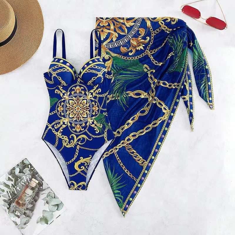 Two Piece Women Bikini Set Push Up Floral Printed Bikini Strappy Bandage Swimwear Bathing Suit - The Clothing Company Sydney