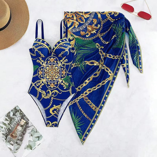 Two Piece Women Bikini Set Push Up Floral Printed Bikini Strappy Bandage Swimwear Bathing Suit - The Clothing Company Sydney