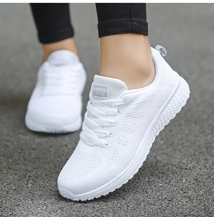 Women's Flats Fashion Lightweight Lace Up Round Toe Sneakers Walking Shoes - The Clothing Company Sydney