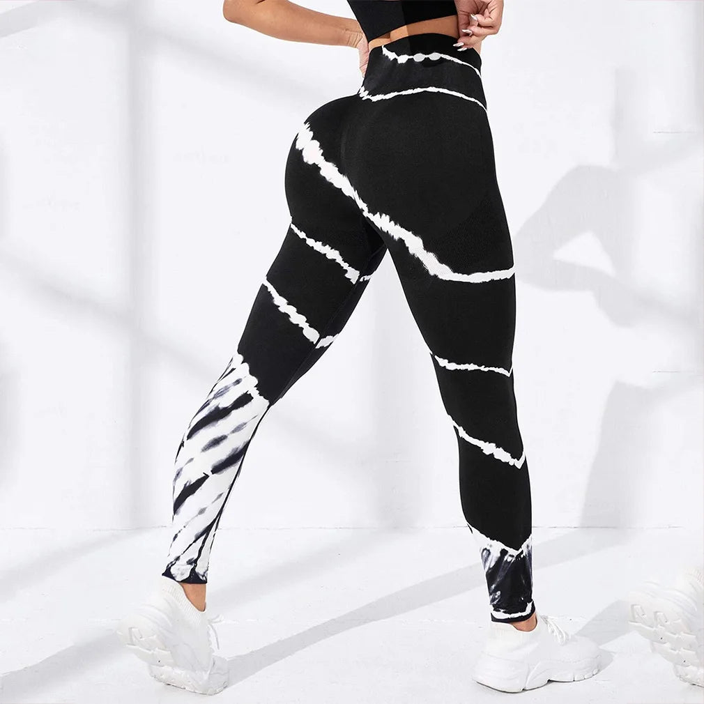 Women's 3D Print Tie Dye Sports Seamless High Waist Fitness Push Up Leggings Gym Clothing Workout Tights Pants - The Clothing Company Sydney