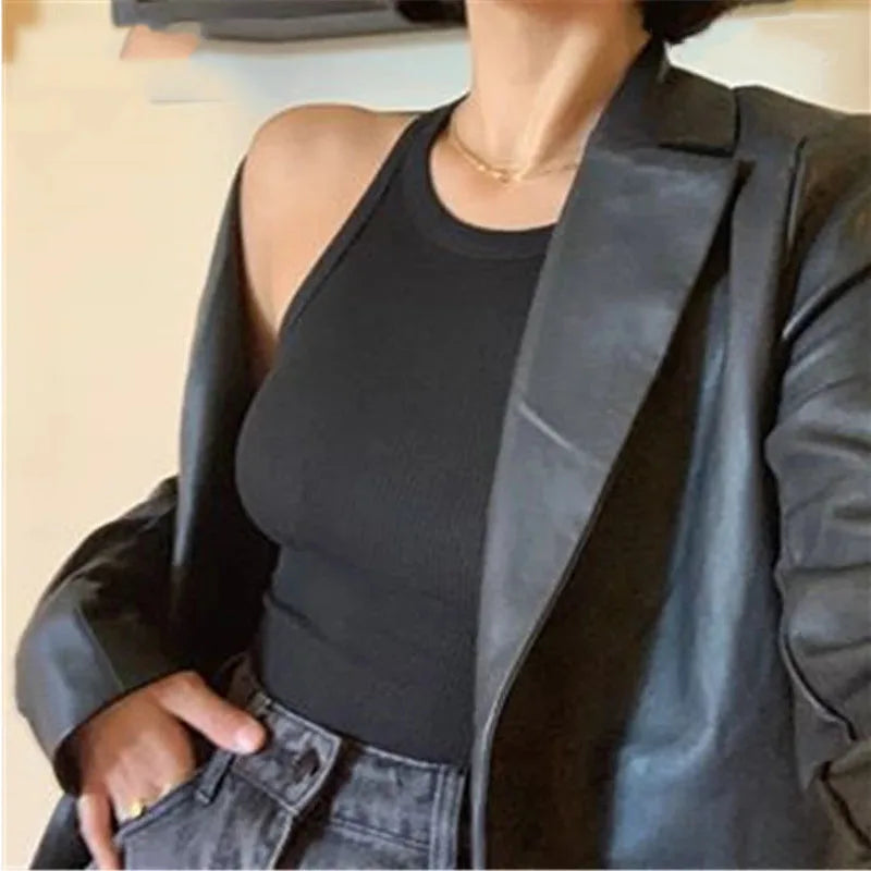 Rib Knit Green Women's Tank Top Summer Casual Basic Skinny Vest Sleeveless White Off Shoulder Y2K Crop Top The Clothing Company Sydney