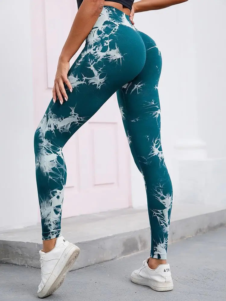 Hip Lifting Seamless Fitness Gym Leggings Tie-Dye Yoga Pants Women's Exercise Tights High Waist Workout Pants The Clothing Company Sydney