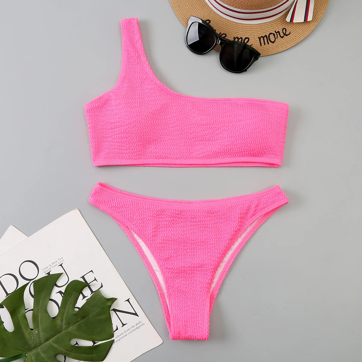 One Shoulder Bikini Women Swimwear Swimsuit Solid Beachwear Bathers Bathing Suit The Clothing Company Sydney