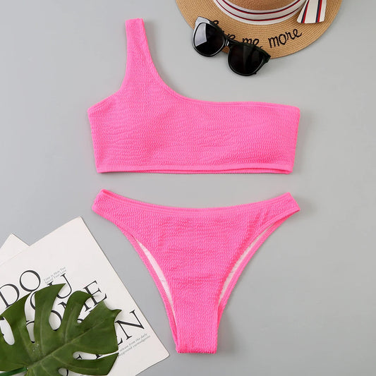One Shoulder Bikini Women Swimwear Swimsuit Solid Beachwear Bathers Bathing Suit The Clothing Company Sydney
