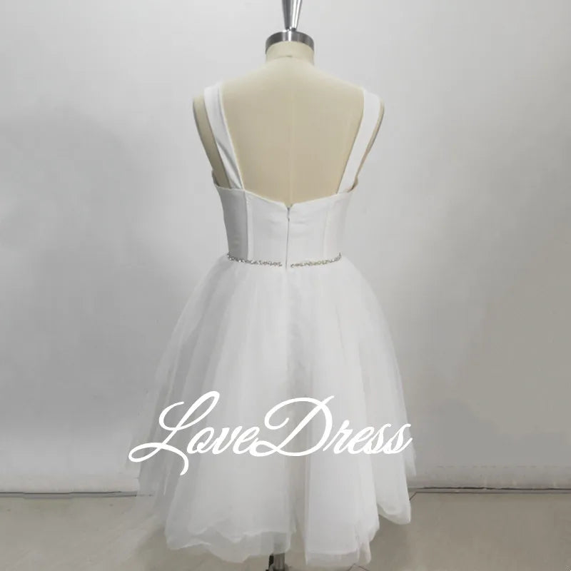 A-Line Sweetheart Short Wedding Backless Tulle Bride Gown Sleeveless Zipper Bridal Dress The Clothing Company Sydney