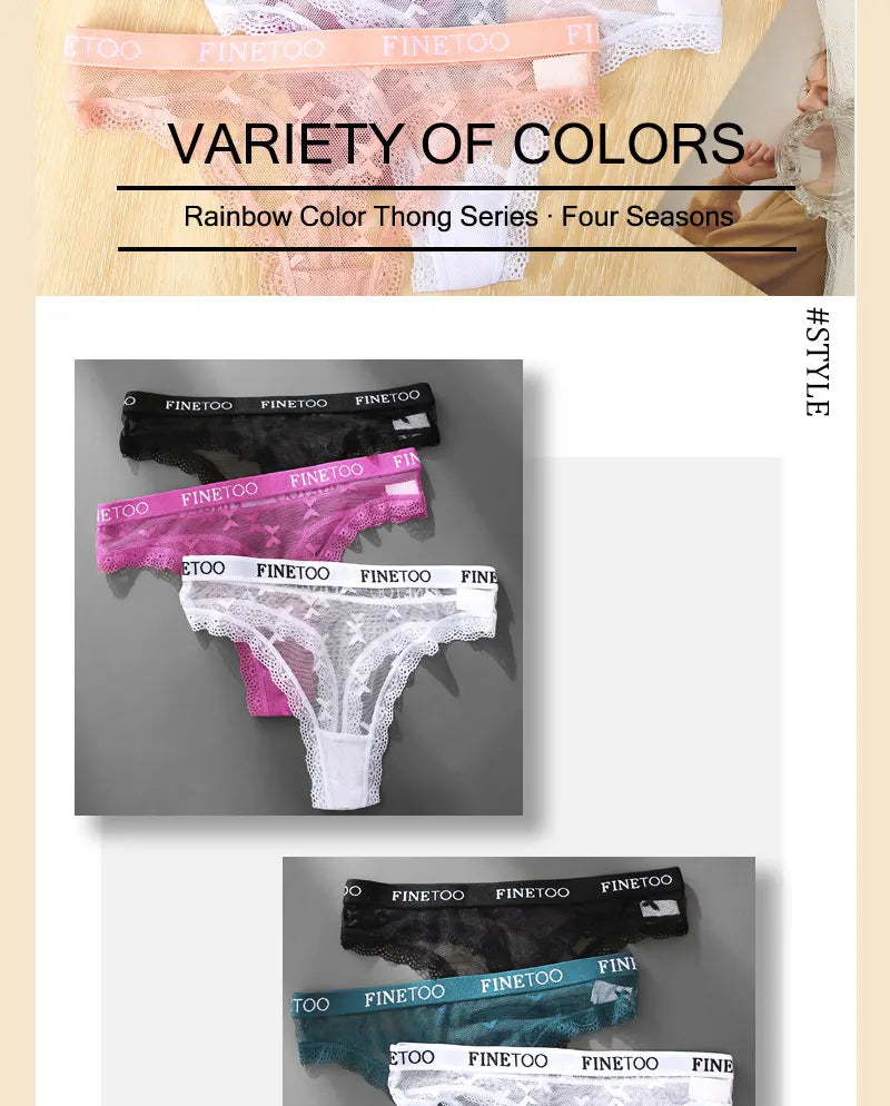 4 Pack Womens Lace Panties Low Rise Thongs Female G-String Underwear High Elastic Waist Soft Intimates Lingerie - The Clothing Company Sydney