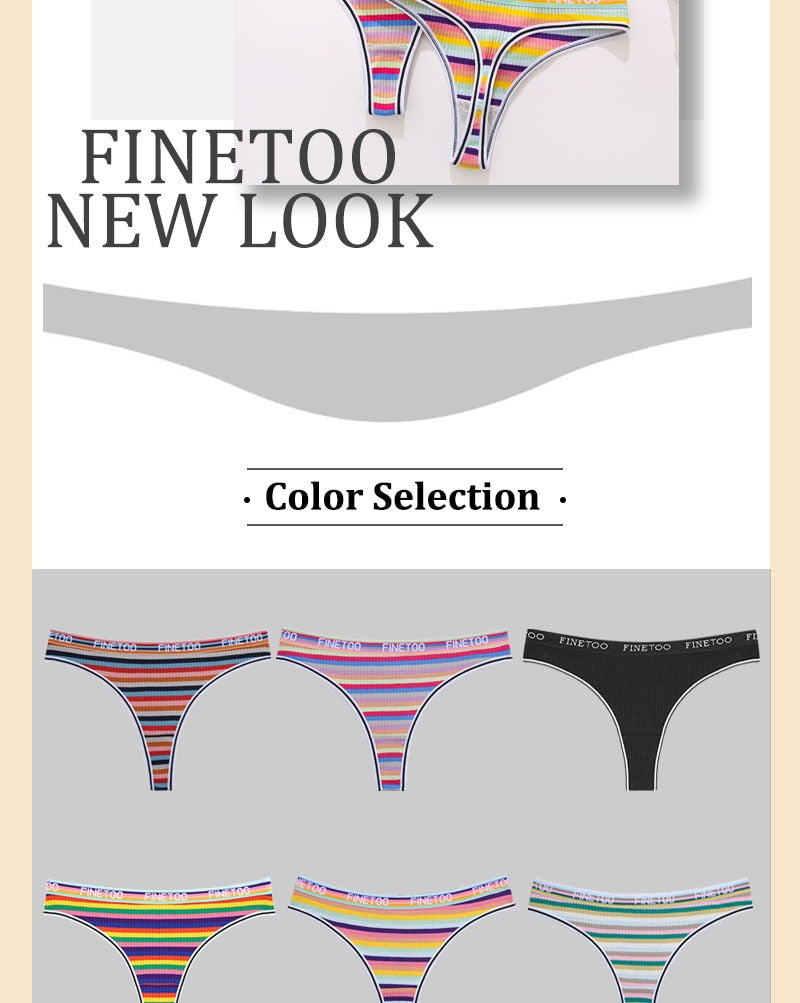 4 Piece Set Women's Cotton Colourful Stripe Panties Underwear G-Strings Rainbow Thongs Female Soft Breathable Intimates Lingerie The Clothing Company Sydney
