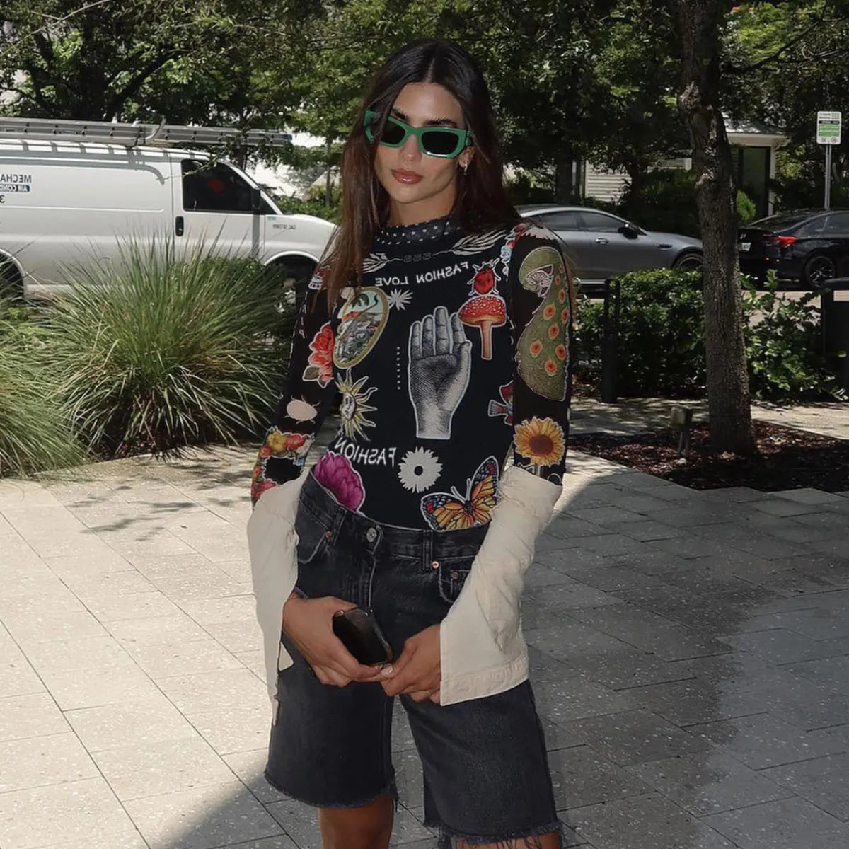 Women Print Floral One Piece Swimsuit Long Sleeve Bathing Suit Swimsuit Vintage Beachwear Surfing Swim Suit - The Clothing Company Sydney