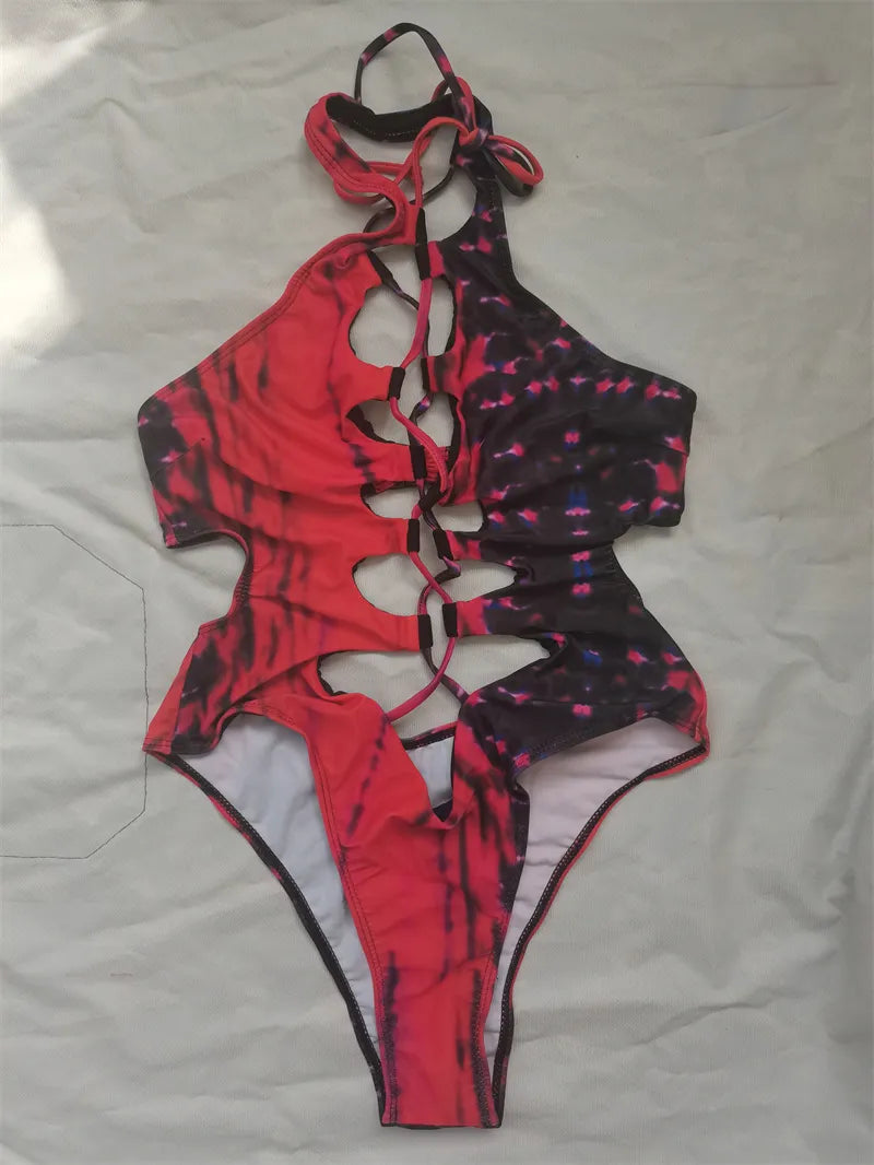 Hollow Out Swimwear Women's High Neck Solid Black Cut Out Backless Monokini Bandage Bathing Suit Holiday One Piece Swimsuit The Clothing Company Sydney