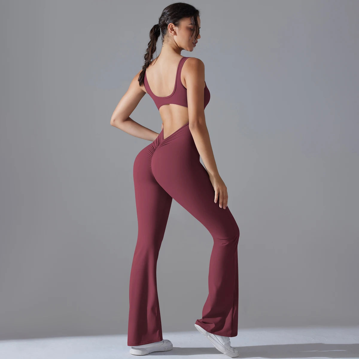 V Back Jumpsuit Gym Set Women Training Yoga Suit Sportswear Sports Fitness Rompers Stretch Workout Bodysuits The Clothing Company Sydney