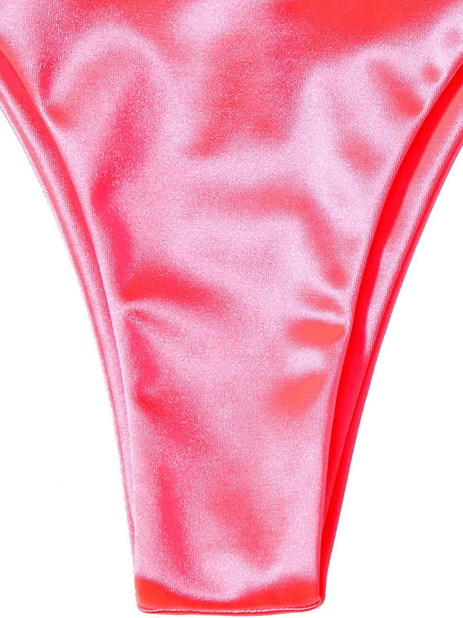Metallic Halter Triangle Swimsuit Women Swimwear Bathing Suits Brazilian Thong Micro Bikinis Set Beach Wear - The Clothing Company Sydney
