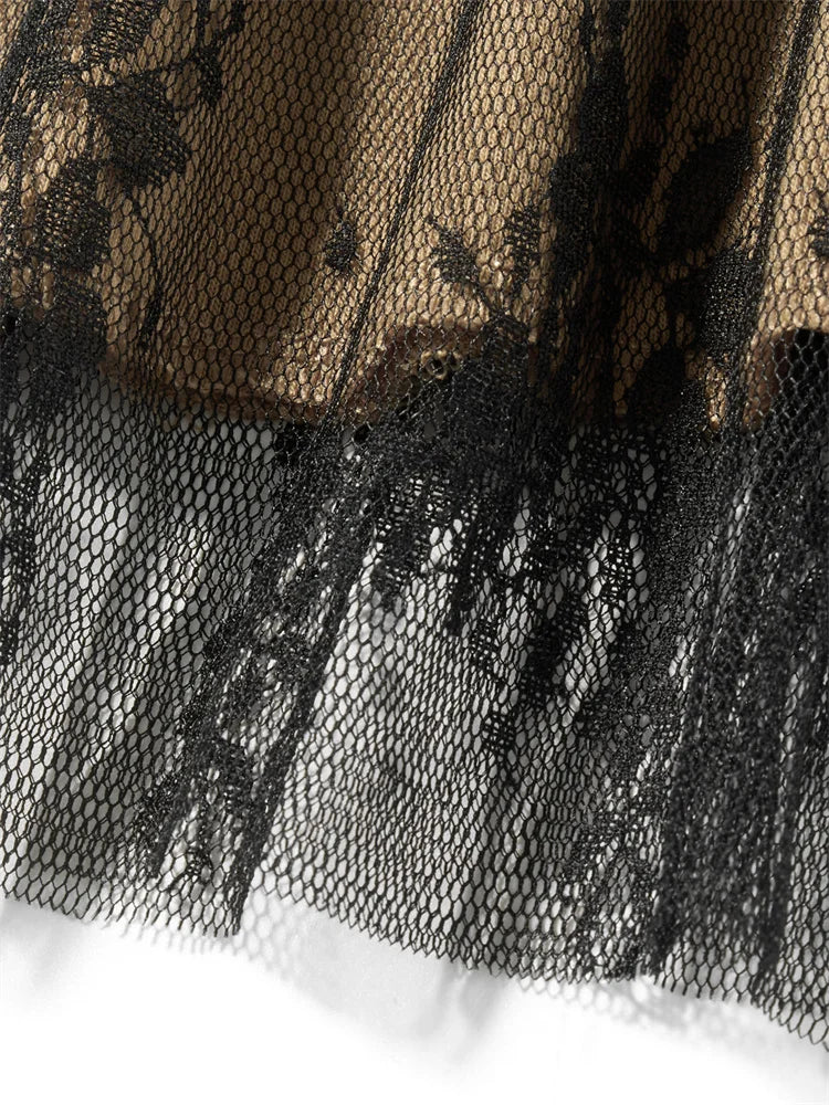 2 Piece Set Women Lace Bustiers Strapless Off Shoulder Tube Tops Party Club Mesh See Through Tank Low Waist Long Skirts The Clothing Company Sydney