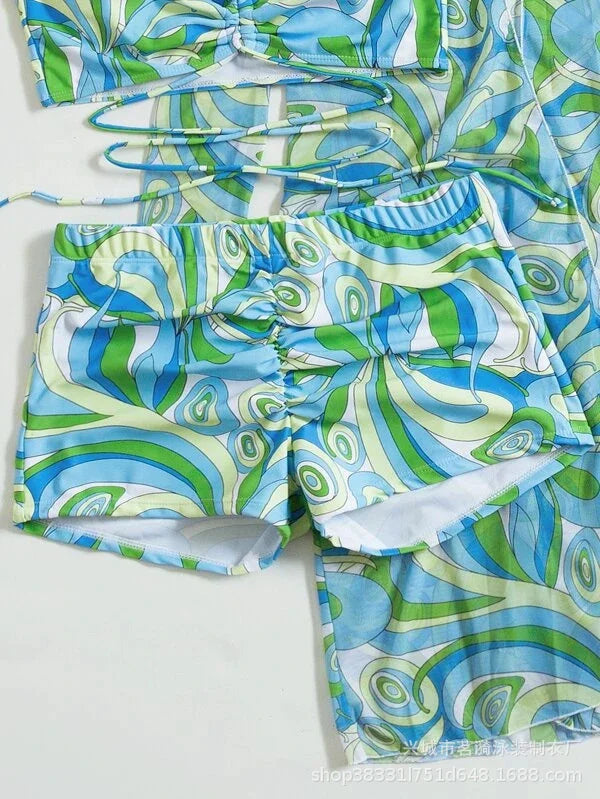 3 Piece Summer Print Swimsuits Tankini Sets Swimwear Beach Wear Bathing Suits Pool Women's Swimming Suit - The Clothing Company Sydney
