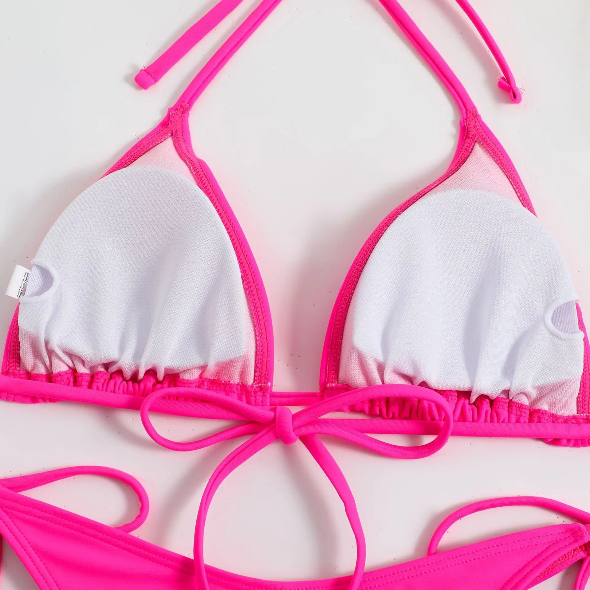 2 Piece Brown Bikini Red Halter Push Up Bra Tie Side Triangle Swimsuit Summer Bathing Suit Lace Up Micro Swimwear - The Clothing Company Sydney