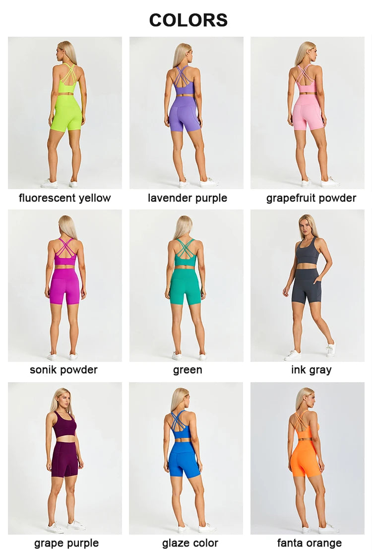 Yoga Shorts Set Women Fitness Suit 2 Piece Sports Gym Wear Workout Clothes Running Sportswear Sport Outfit The Clothing Company Sydney