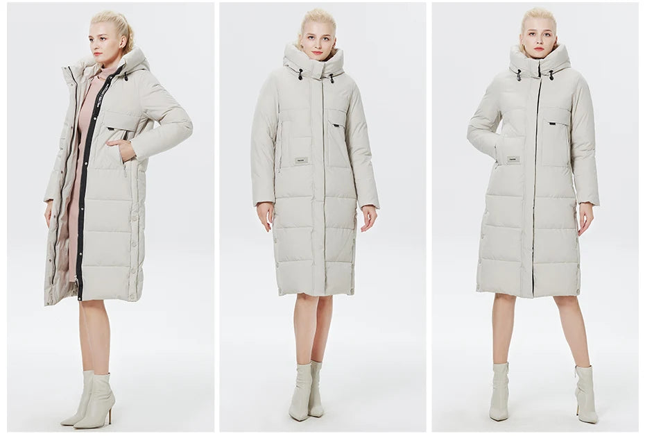 Women's Outwear Parka Super Long Warm And Windproof Zipper Cotton Coat Winter Jackets - The Clothing Company Sydney