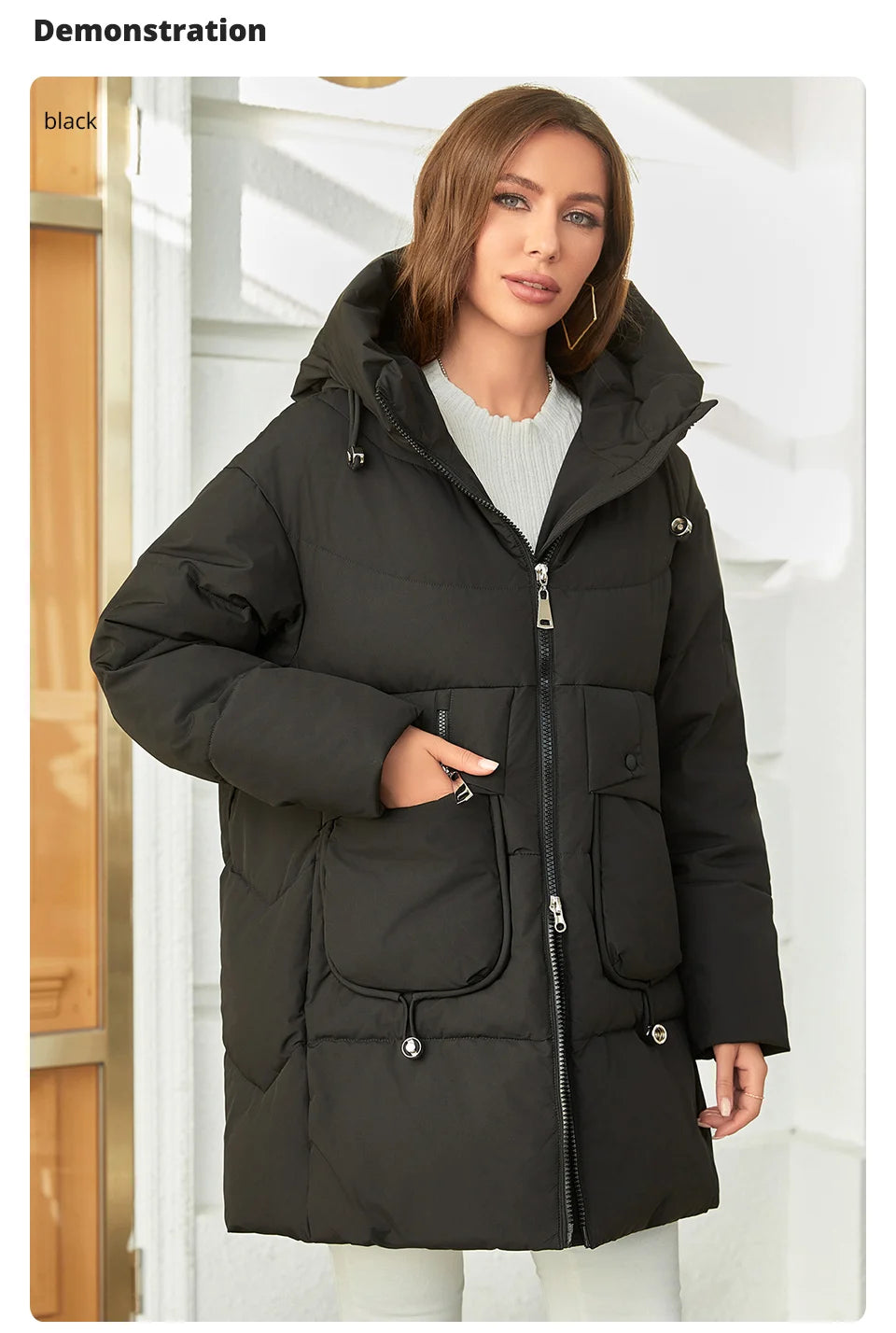 Hooded Parkas Women's Plus Size Casual Hooded Pocket Women Down Jacket Coat Outwear - The Clothing Company Sydney
