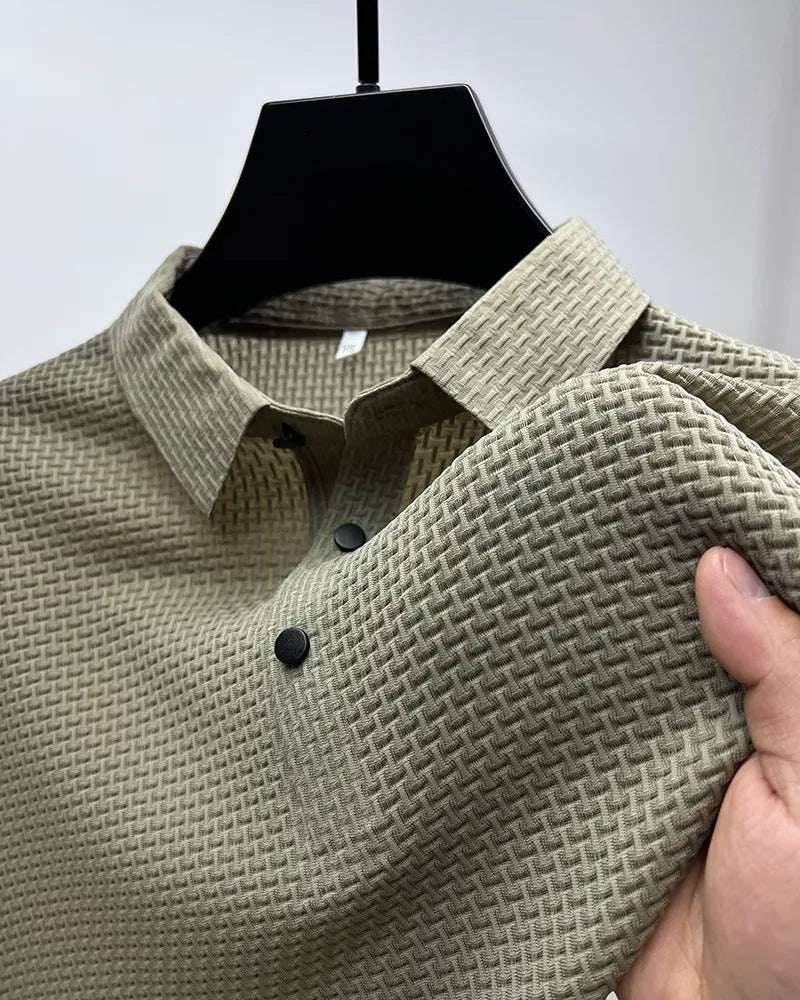 Summer Men's Lop-up Hollow Short-sleeved Polo Shirt Ice Silk Breathable Business Fashion T-Shirt Male Top The Clothing Company Sydney