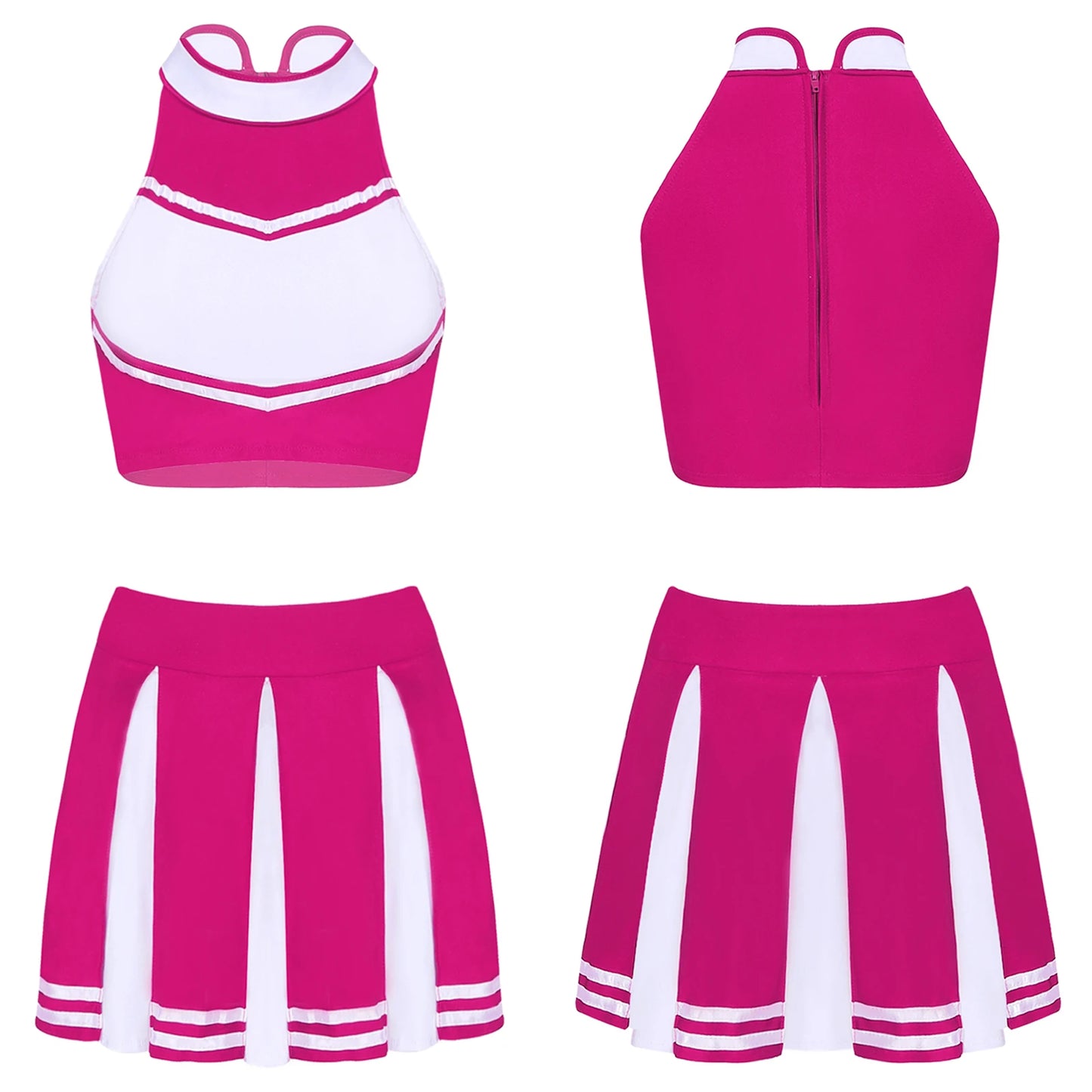 2 Piece Cheerleader Costume Women Adult Cheerleading Uniform Dancing Outfit Sleeveless Crop Top with Mini Pleated Skirt The Clothing Company Sydney