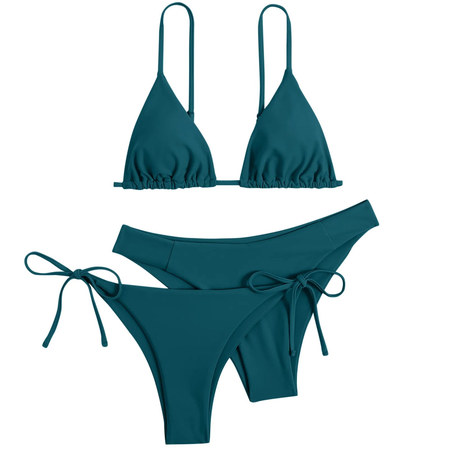 3 Piece Bikini Set Women Solid Blue Purple Push Up Bandage Triangle Swimsuit Brazilian Beach Bathing Suit Swimwear - The Clothing Company Sydney