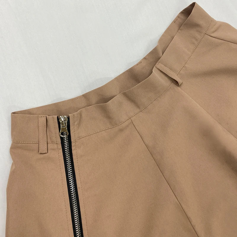 2 Piece Women's Solid Round Neck Sleeveless High Waist Vest Slim Top Loose With Pockets Zipper Long Skirt Matching Outfit Sets - The Clothing Company Sydney