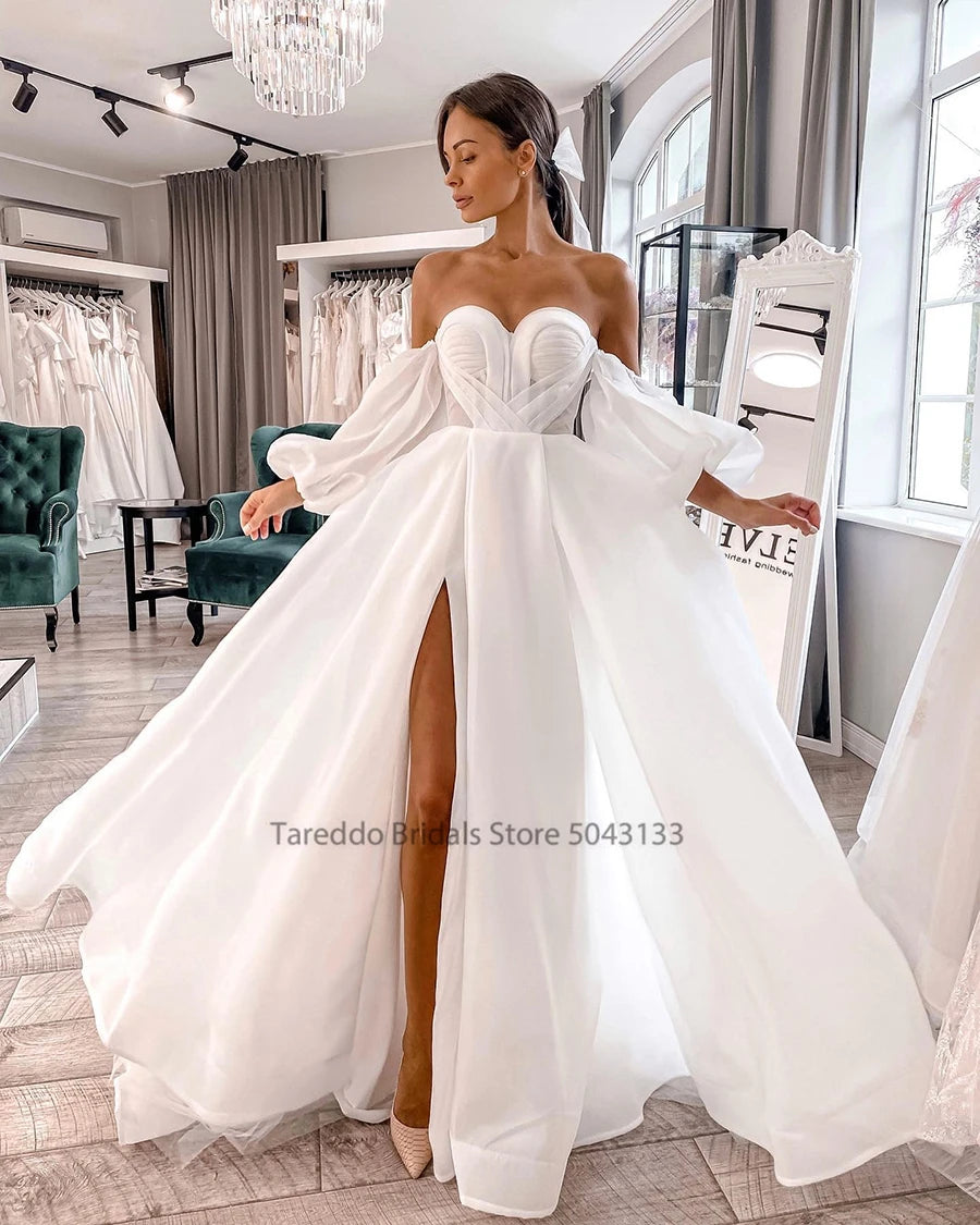 Customized Sweetheart Neck High Slit Wedding Dresses Womens Backless Off Shoulder Charming Bride Gown The Clothing Company Sydney