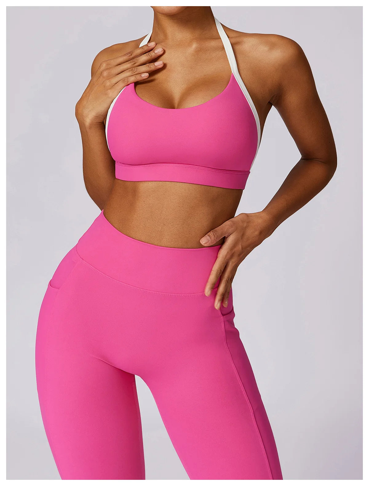 2 Piece Womens Tracksuit Yoga Set Workout Sportswear Gym Clothing Fitness Long Sleeve Crop Top High Waist Leggings Sports Suits - The Clothing Company Sydney