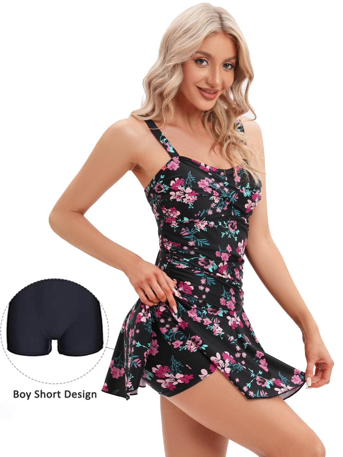 Women's Plus-Size Flower Printing Shaping Body One Piece Swim Dresses Swimsuit The Clothing Company Sydney
