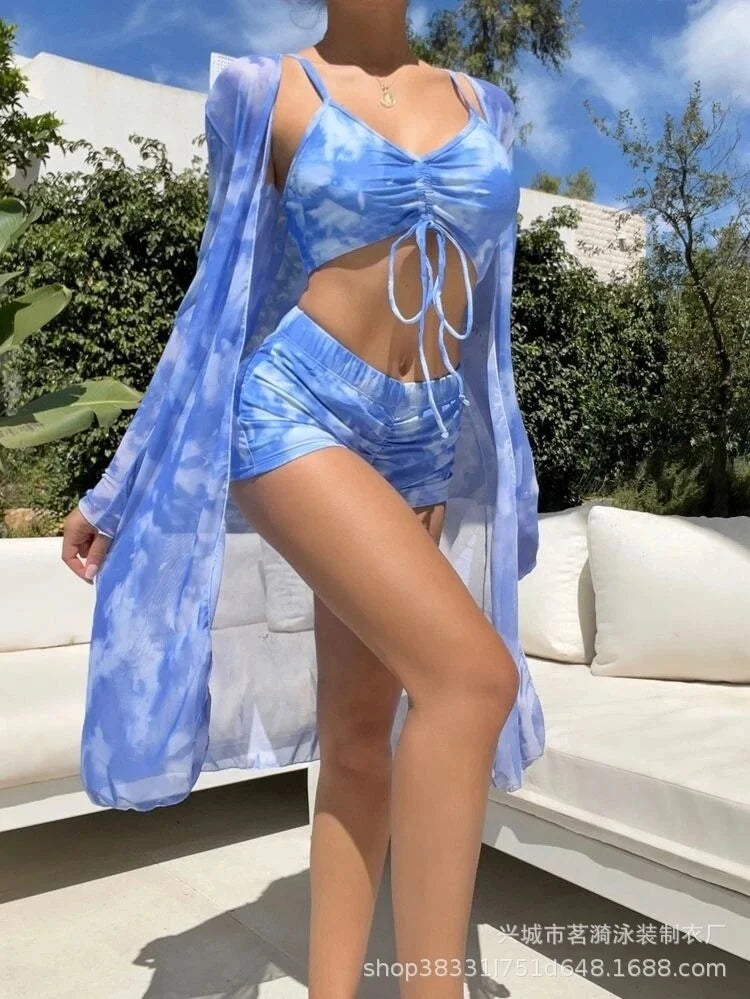 3 Piece Summer Print Swimsuits Tankini Sets Swimwear Beach Wear Bathing Suits Pool Women's Swimming Suit - The Clothing Company Sydney