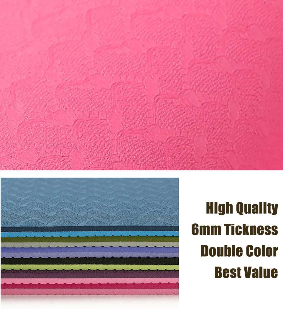 183*61cm 6mm Thick Double Color Non-slip TPE Yoga Mat Quality Exercise Sport Mat for Fitness Gym Home Pad with Carry Bag The Clothing Company Sydney