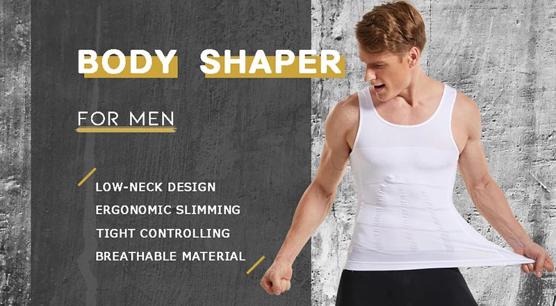Men's Body Shaper Vest Shirt Abs Gym Workout Compression Tank Top Sleeveless Shapewear - The Clothing Company Sydney