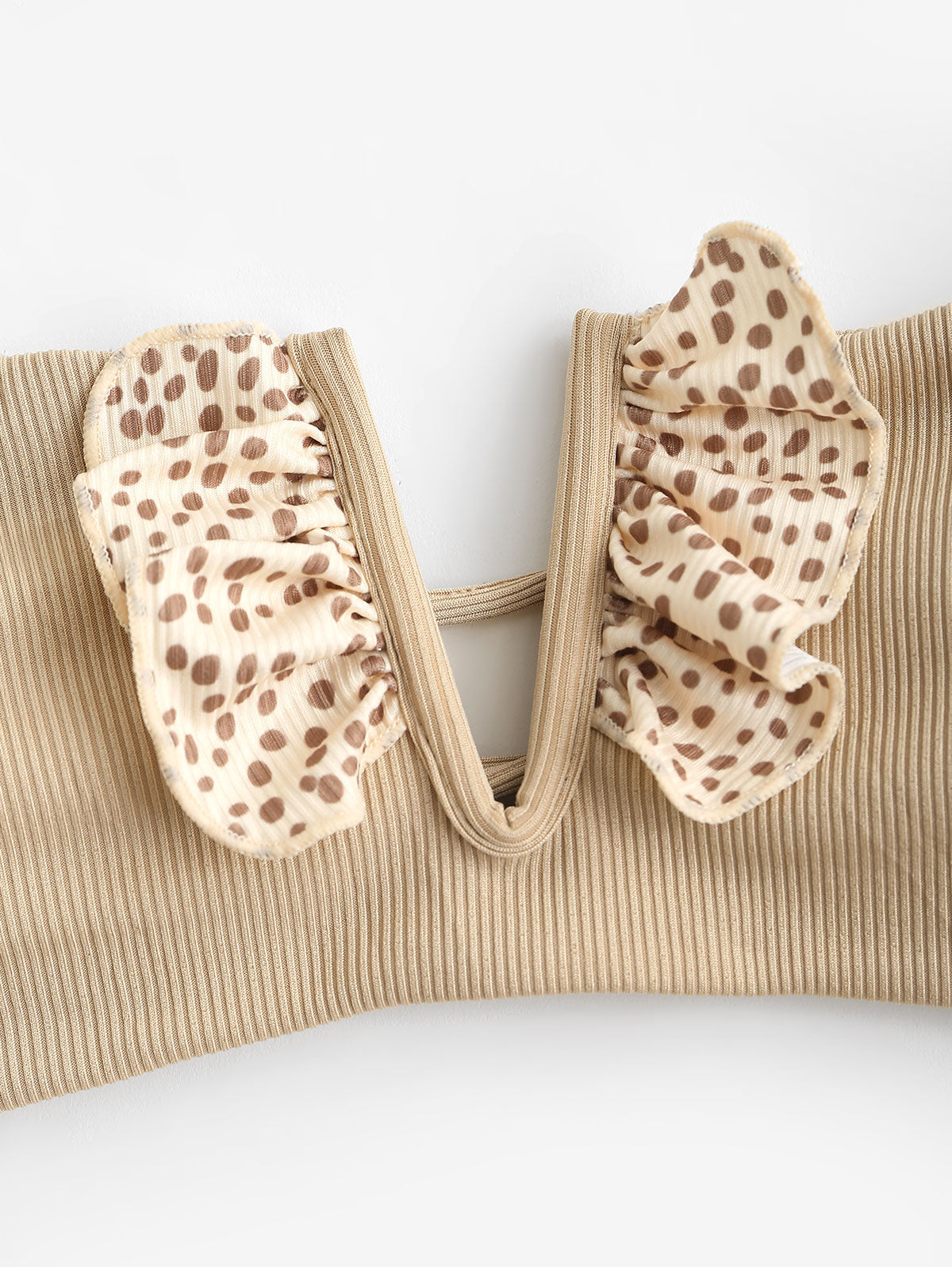 Ribbed V-wire Frilled Animal Spotted Bikini Set Women Two-piece Swimwear Strapless Bathing suit The Clothing Company Sydney